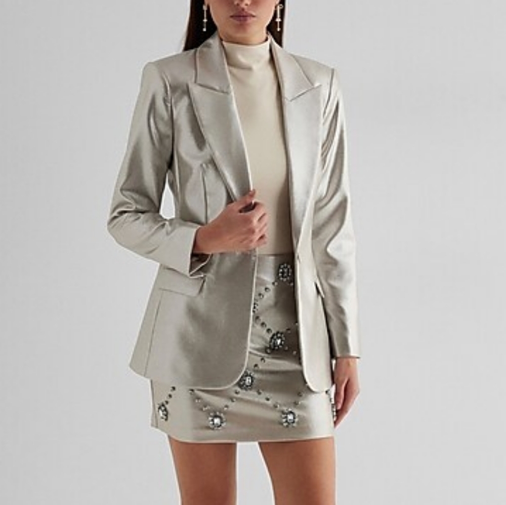 Express Metallic One Button Blazer - image 1
